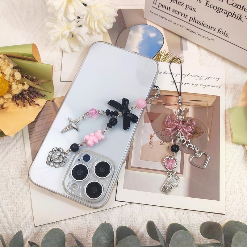 cioatu 1-4PCS Cute Phone Charms Aesthetic Y2K Cell Phone Charms Strap Strawberry Butterfly Star PhoneCharm Y2K Accessories for Bag Keychain Airpods Camera Pendants Decor - Image 4